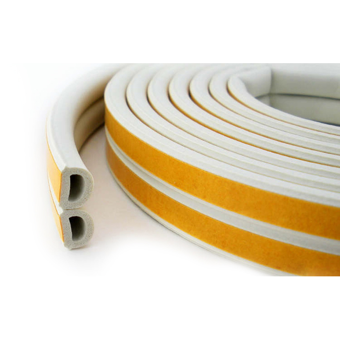 Уплотнитель для окон D-профиль (резиновый) на клейкой основе белый 100м 4WALLS 8x9 мм