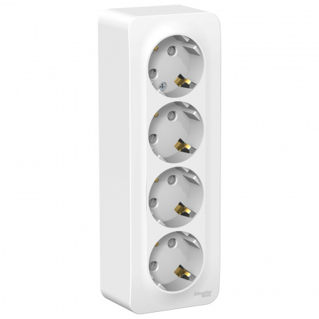 Розетка 4-мест. OУ з/конт. BLANCA (Schneider Electric) /16А белый шторки арт. BLNRA011411/ — фото 1