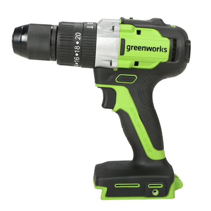 Дрель аккумуляторная ударная GD24DD60 (GREENWORKS) /без аккум, без зар.устр., 24В; 60Нм; Li-Ion; БЗП 13мм; 0-450/0-1700об/мин; 1,4кг; бесщеточный, коробка, артикул 3704107/ — фото 3