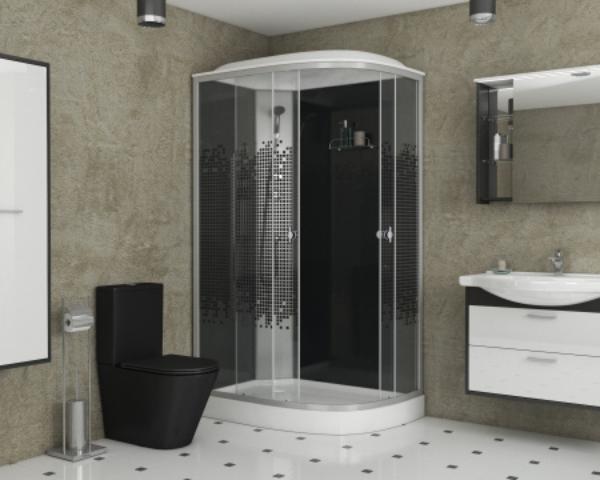 Душевая кабина Niagara Eco NG-4512-14R BLACK (120х80х215) низ. поддон, стекло мозайка, 3 места — фото 2
