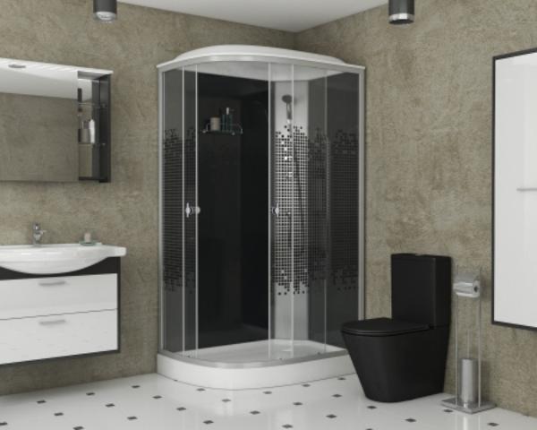 Душевая кабина Niagara Eco NG-4512-14L BLACK (120х80х215) низ. поддон, стекло мозайка, 3 места — фото 6