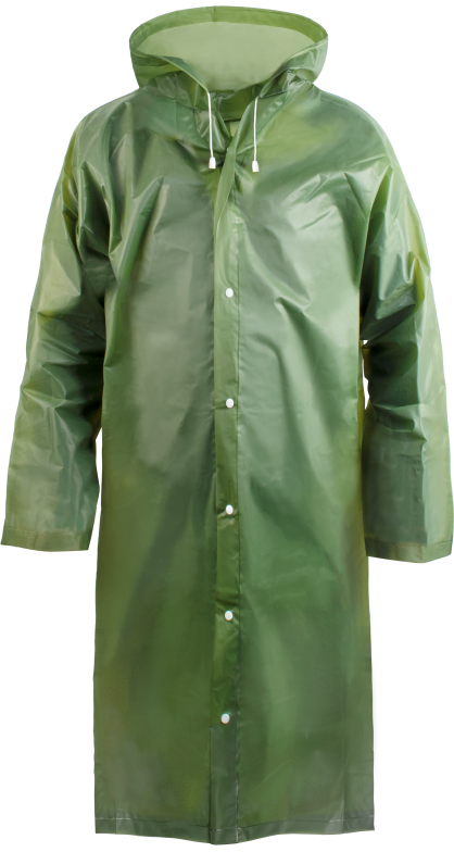 Плащ-дождевик ЭВА с капюшоном на кнопках зеленый 110 мкм (KOMFI/NADZOR)