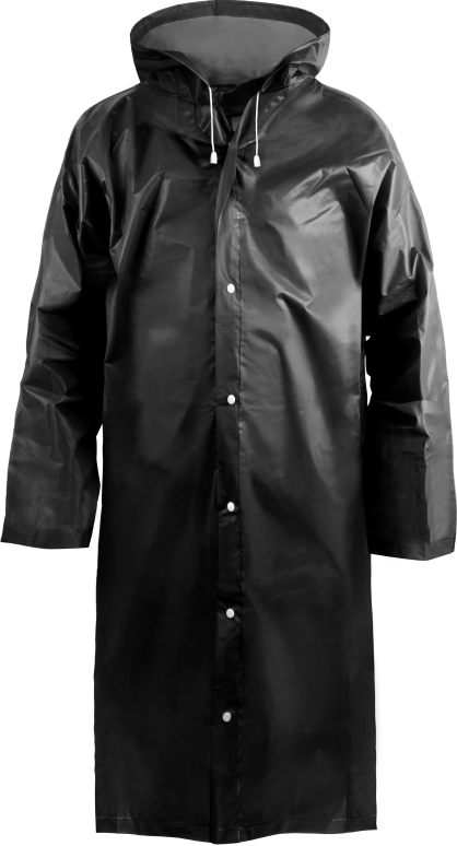 Плащ-дождевик ЭВА с капюшоном на кнопках черный 110 мкм (KOMFI/NADZOR)