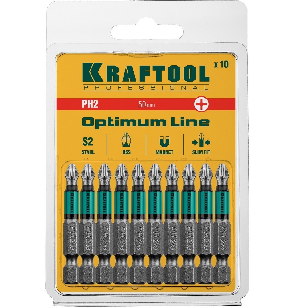 Бита PH2-50мм (KRAFTOOL) /магнитные, хвостовик E 1/4″/