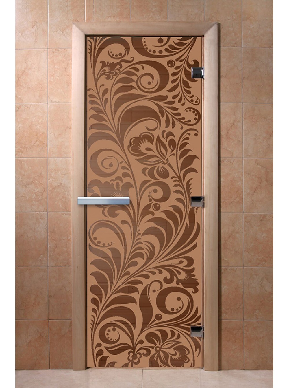 Дверь для бани DoorWood Бронза матовая 700х1900мм (ольха) Хохлома 2001 — фото 1