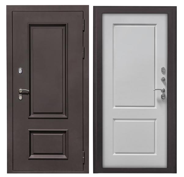 Дверь STR (Алтай-5) ТЕРМО Чикаго 860*2050 правая, Муар 8019/ Ф-7 белый эмалит, полотно 100мм — фото 1