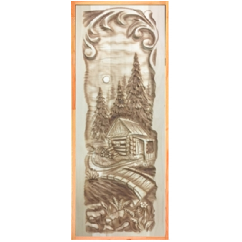 Дверь для бани 1900х700х40 массив 3D Баня Мостик (с коробкой) 4074 — фото 1
