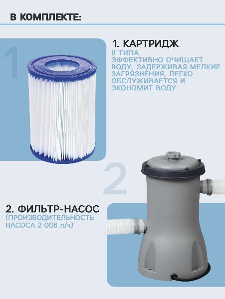 Бассейн 366х100см каркасный фильтр-насос 2006л/ч (Bestway) /арт.56260/ — фото 6