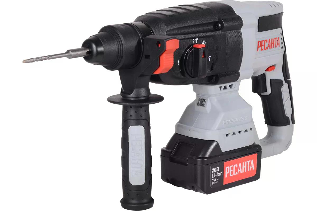 Перфоратор аккумуляторный АП-20Li/4 (РЕСАНТА) /20В; SDS-plus; 3,2Дж; 3 реж; 1 акк 4,0 Ач Li-ion; 2,35кг; кейс, бесщет.двиг., арт.75/3/12 — фото 1