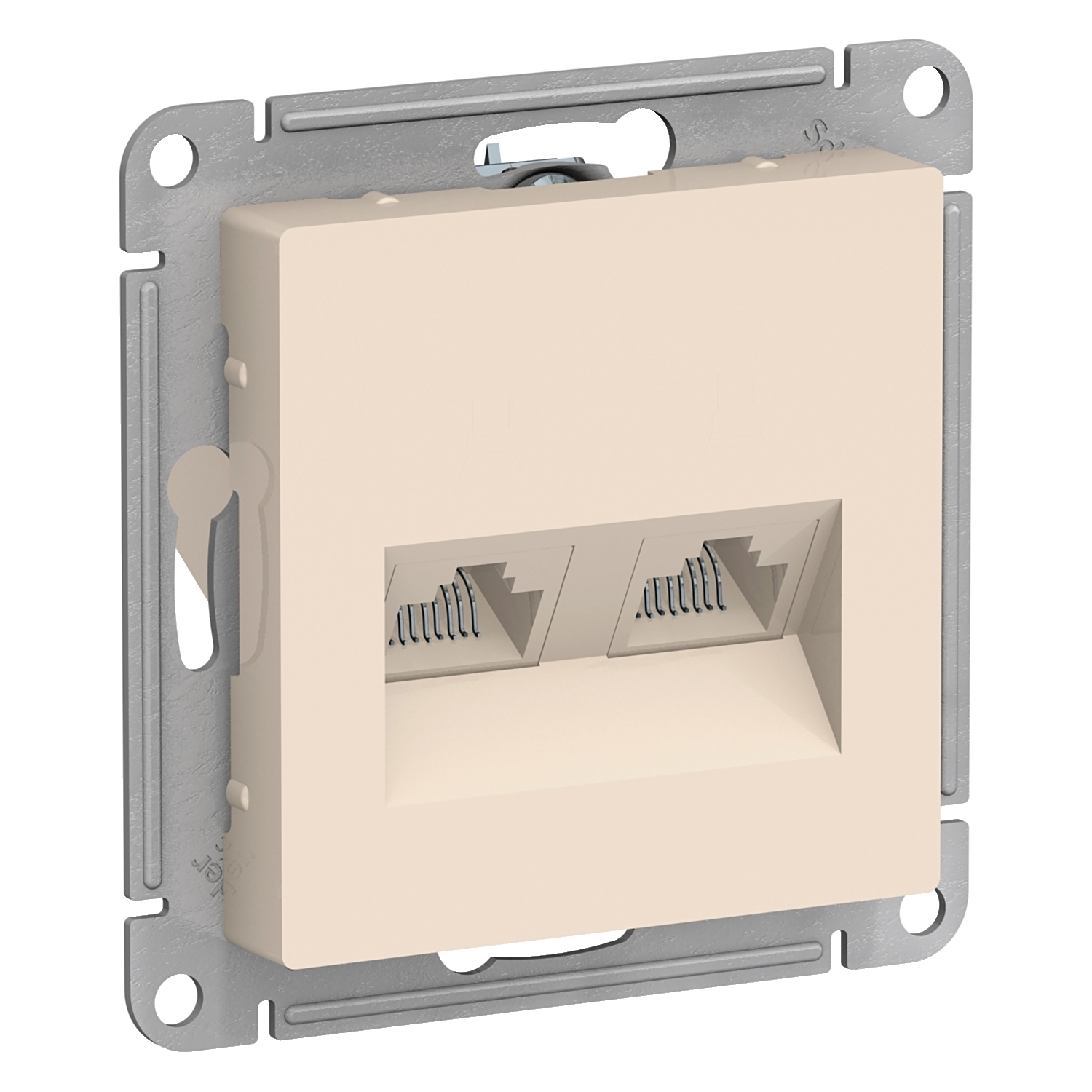 Розетка RJ45+RJ45 СУ AtlasDesign (Schneider Electric) /кат.5е, механизм беж. /арт. ATN000285/ — фото 1