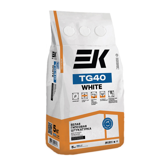 Штукатурка гипсовая ЕК ТG40 БЕЛАЯ 5кг белый