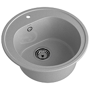 Мойка кухонная композитная GRANFEST Rondo GF-R510 (d510) Серый 310 круглая (с сифоном) — фото 2