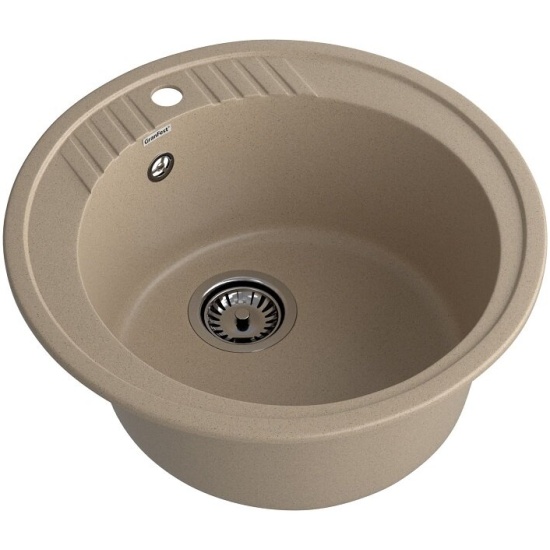 Мойка кухонная композитная GRANFEST Rondo GF-R520 (d520) Песочный 308 круглая (с сифоном) — фото 1