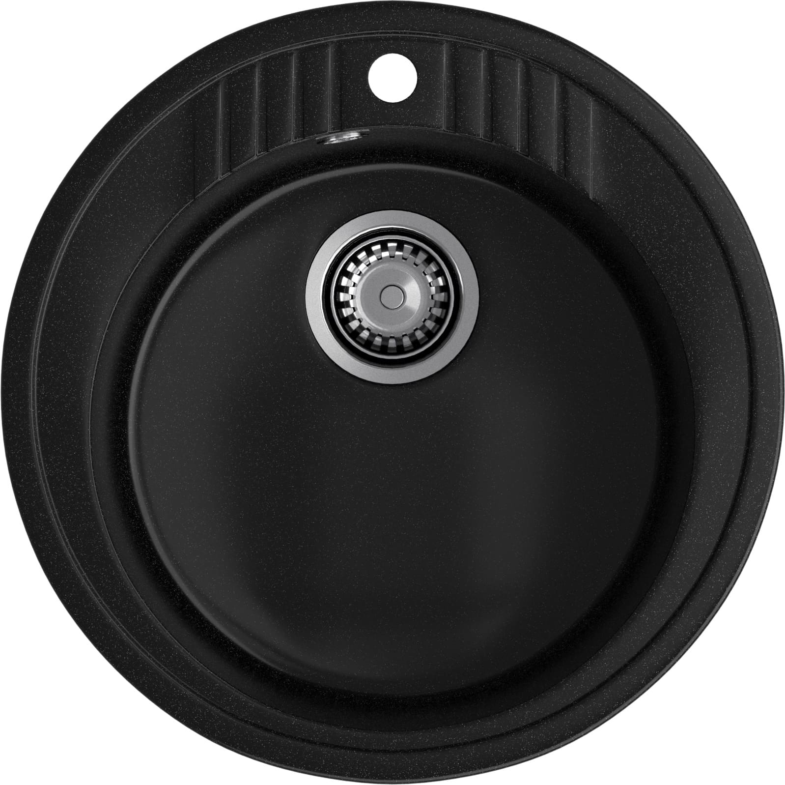 Мойка кухонная композитная GRANFEST Rondo GF-R520 (d520) Черный 308 круглая (с сифоном) — фото 1
