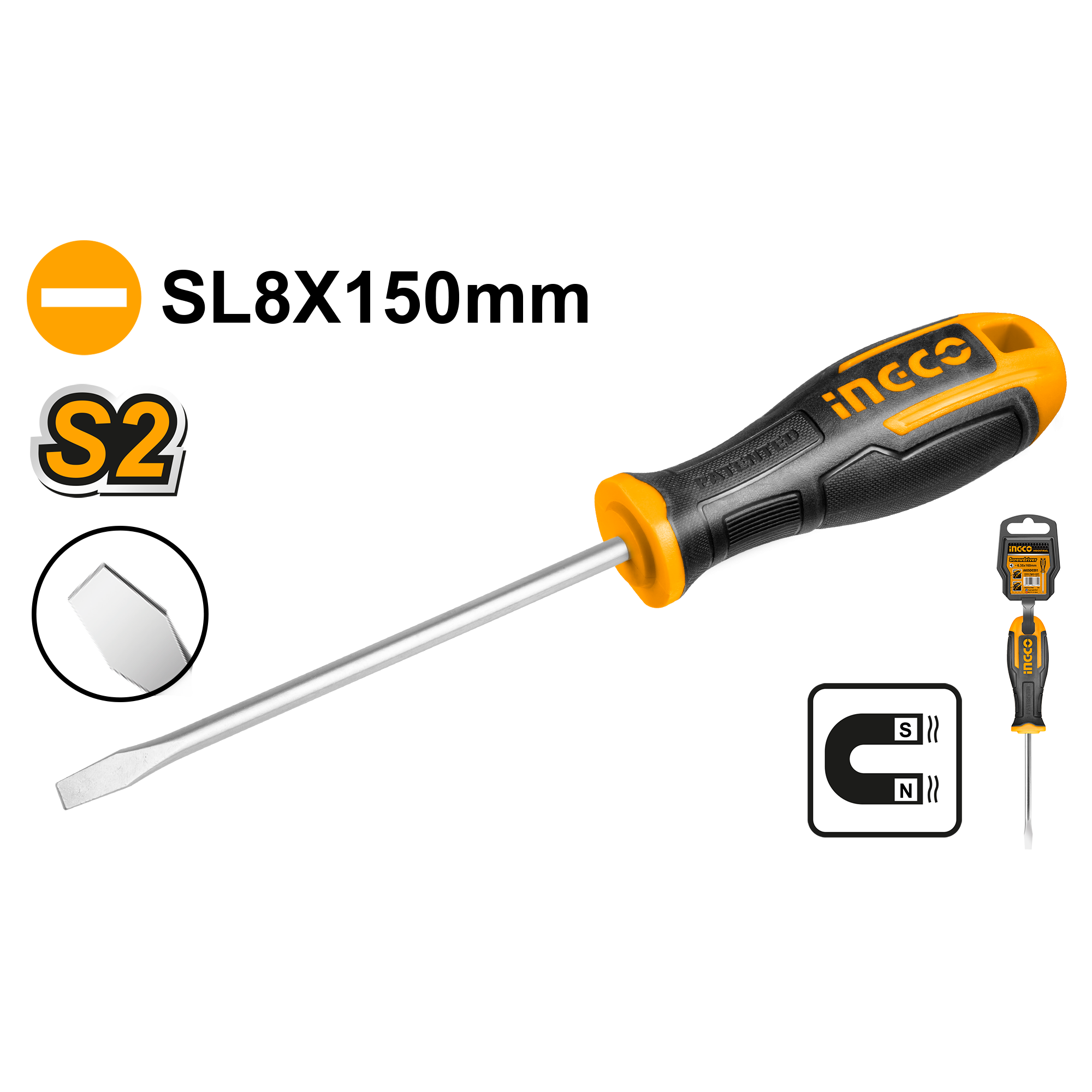 Отвертка шлицевая INGCO HS688150 INDUSTRIAL SL8,0x150 мм