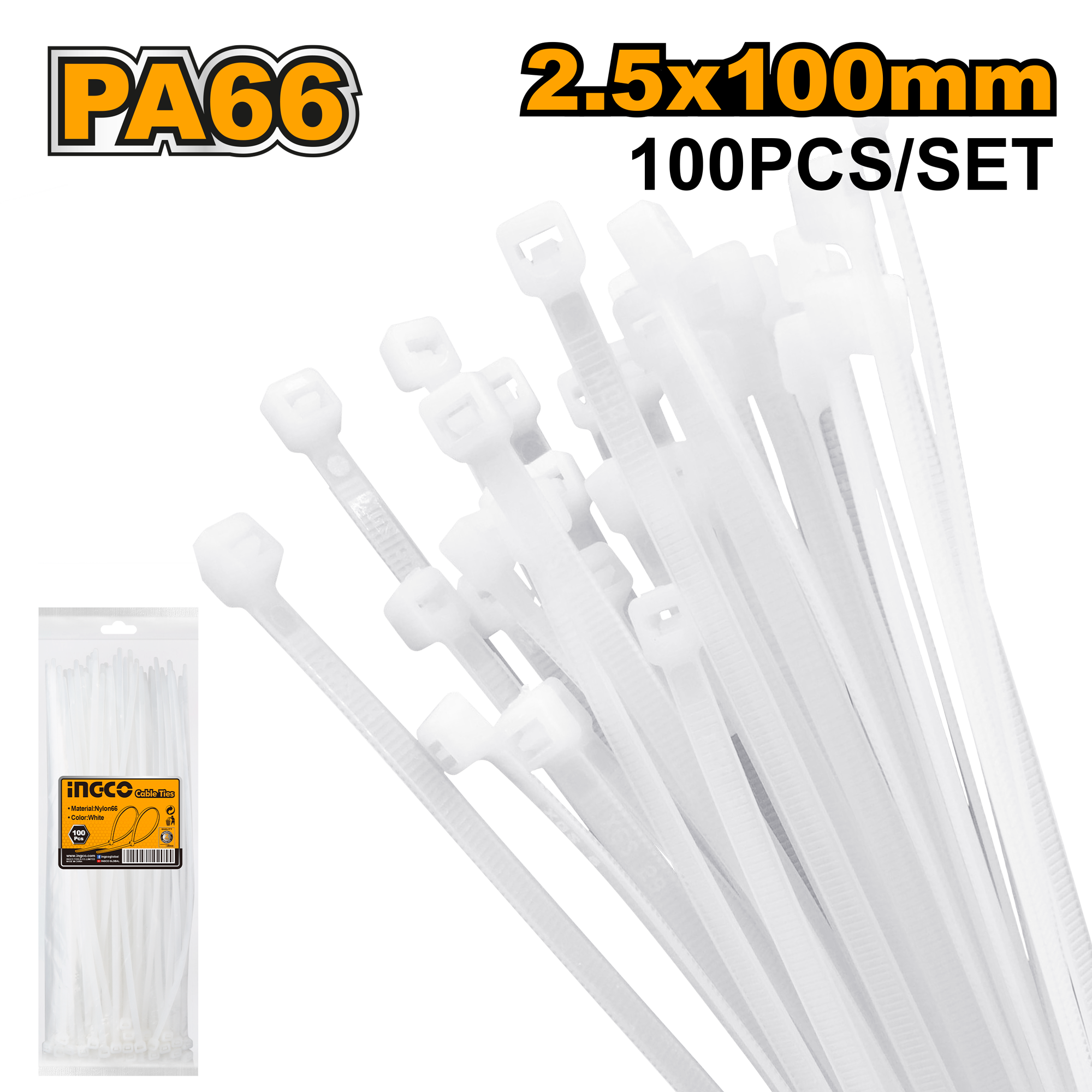 Кабельные стяжки INGCO HCT1001 100 мм 100 шт.