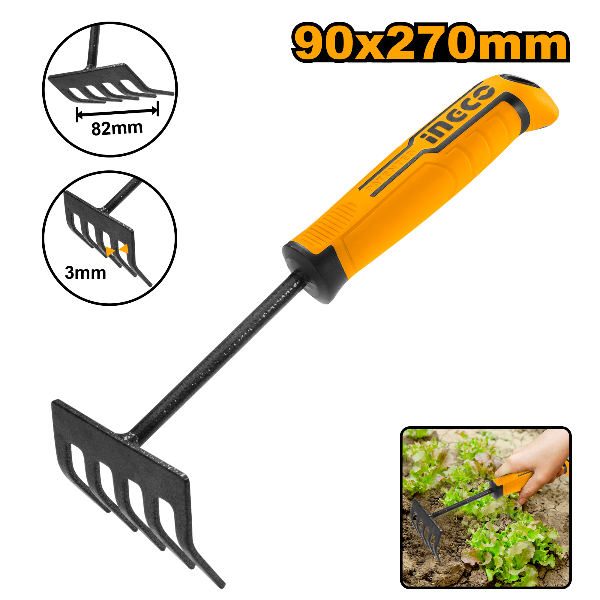 Садовые грабельки INGCO HFTR1008 270 мм