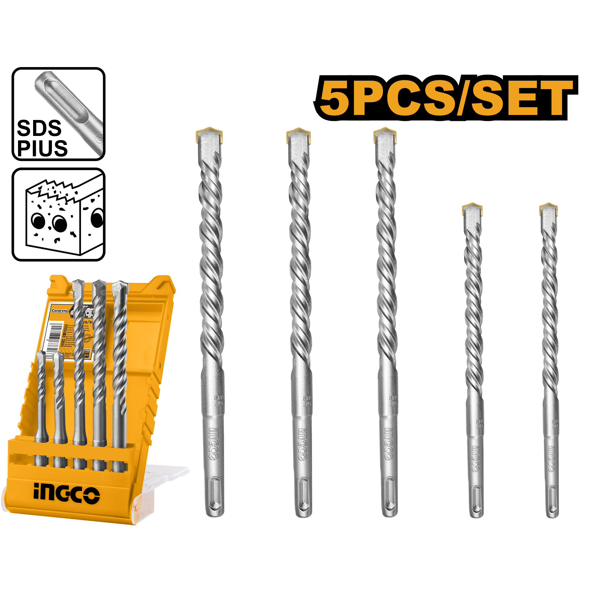 Набор буров SDS-plus INGCO AKD2052 INDUSTRIAL 5 шт.