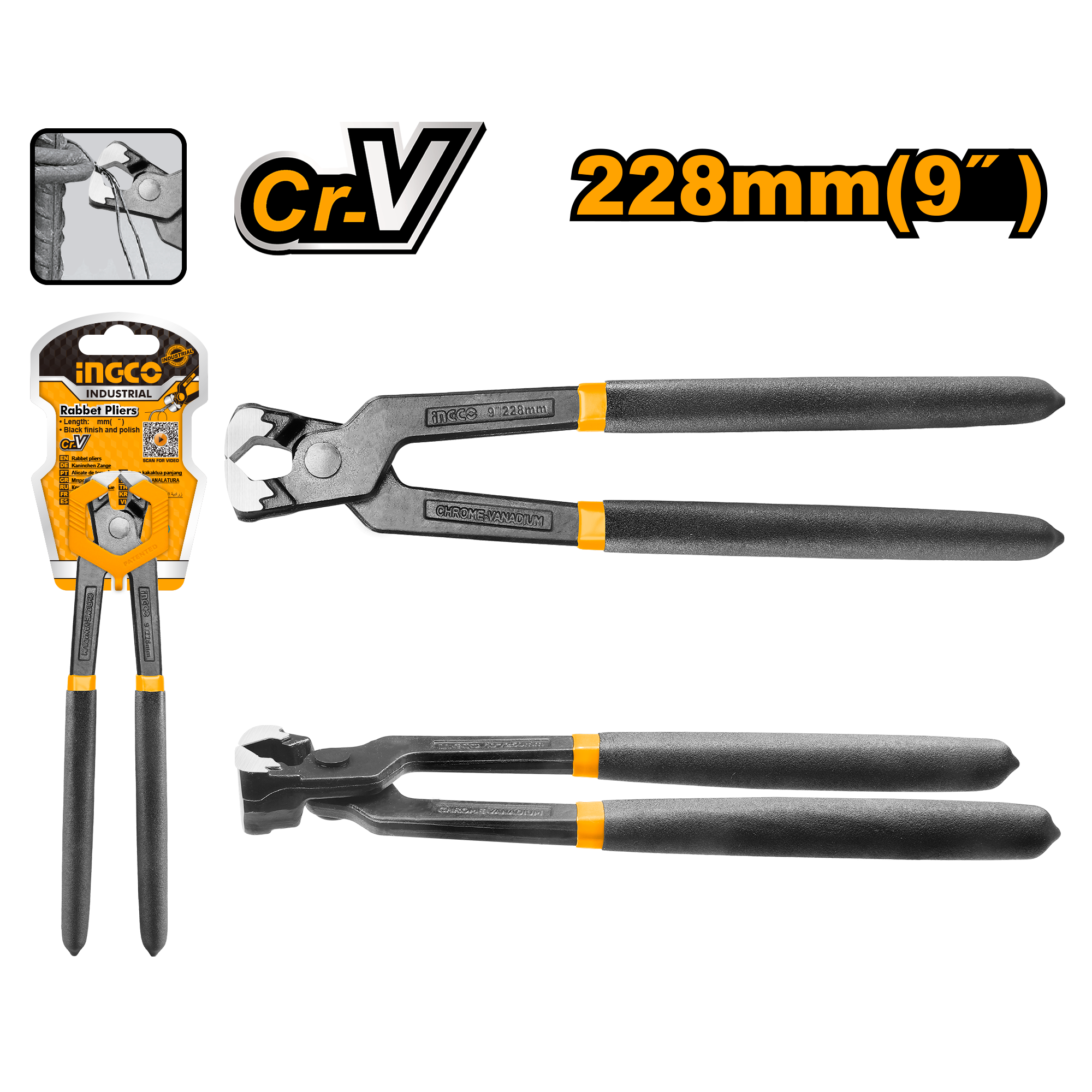 Монтажные вязальные клещи INGCO HRP02230 INDUSTRIAL 228 мм