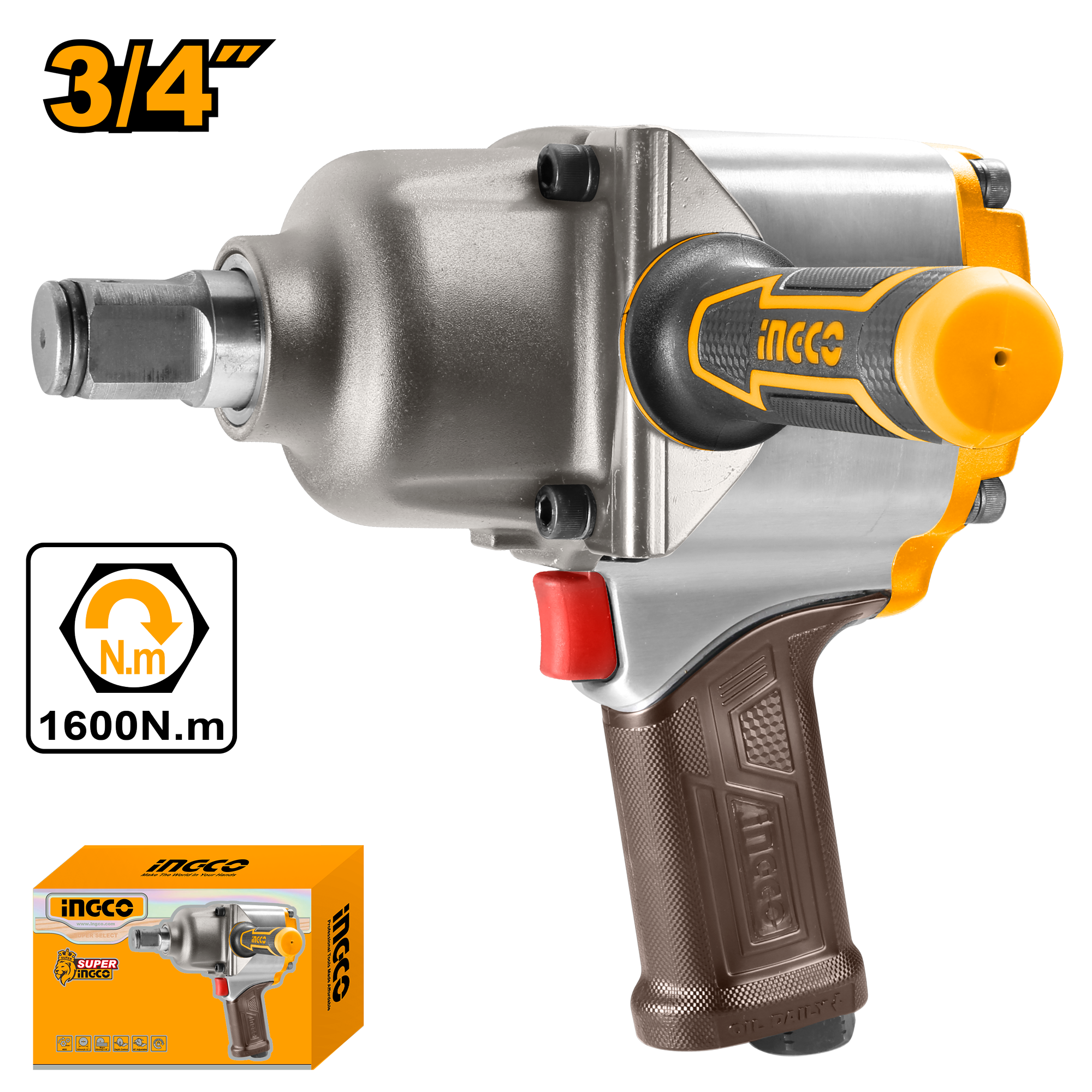 Гайковерт пневматический ударный INGCO AIW341302 INDUSTRIAL 3/4
