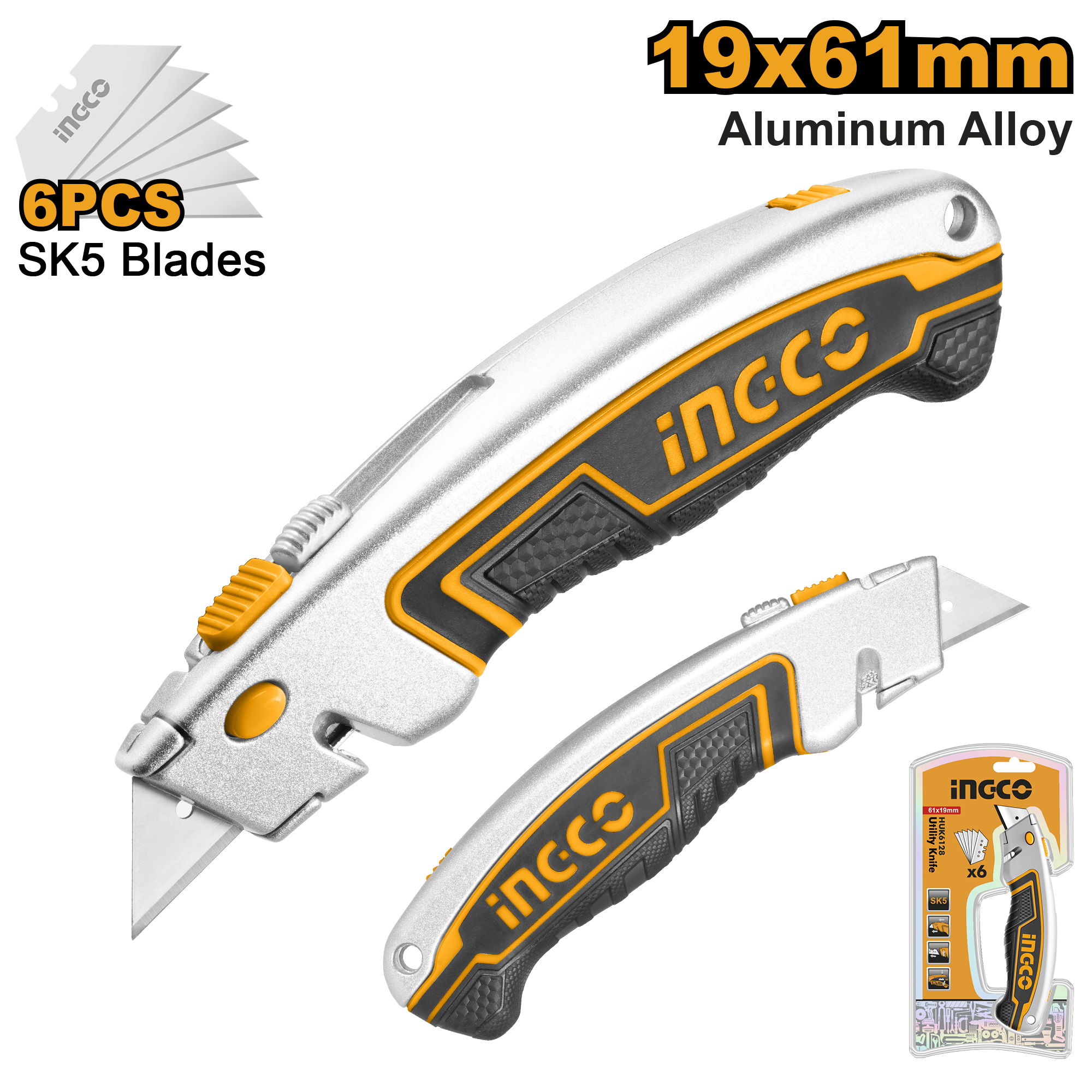 Нож трапециевидный универсальный INGCO HUK6128
