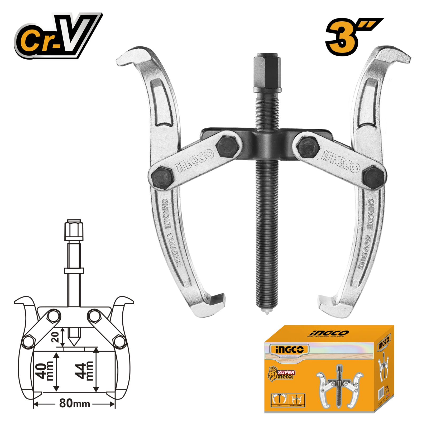Съемник с двумя захватами INGCO HGP08023 INDUSTRIAL 3
