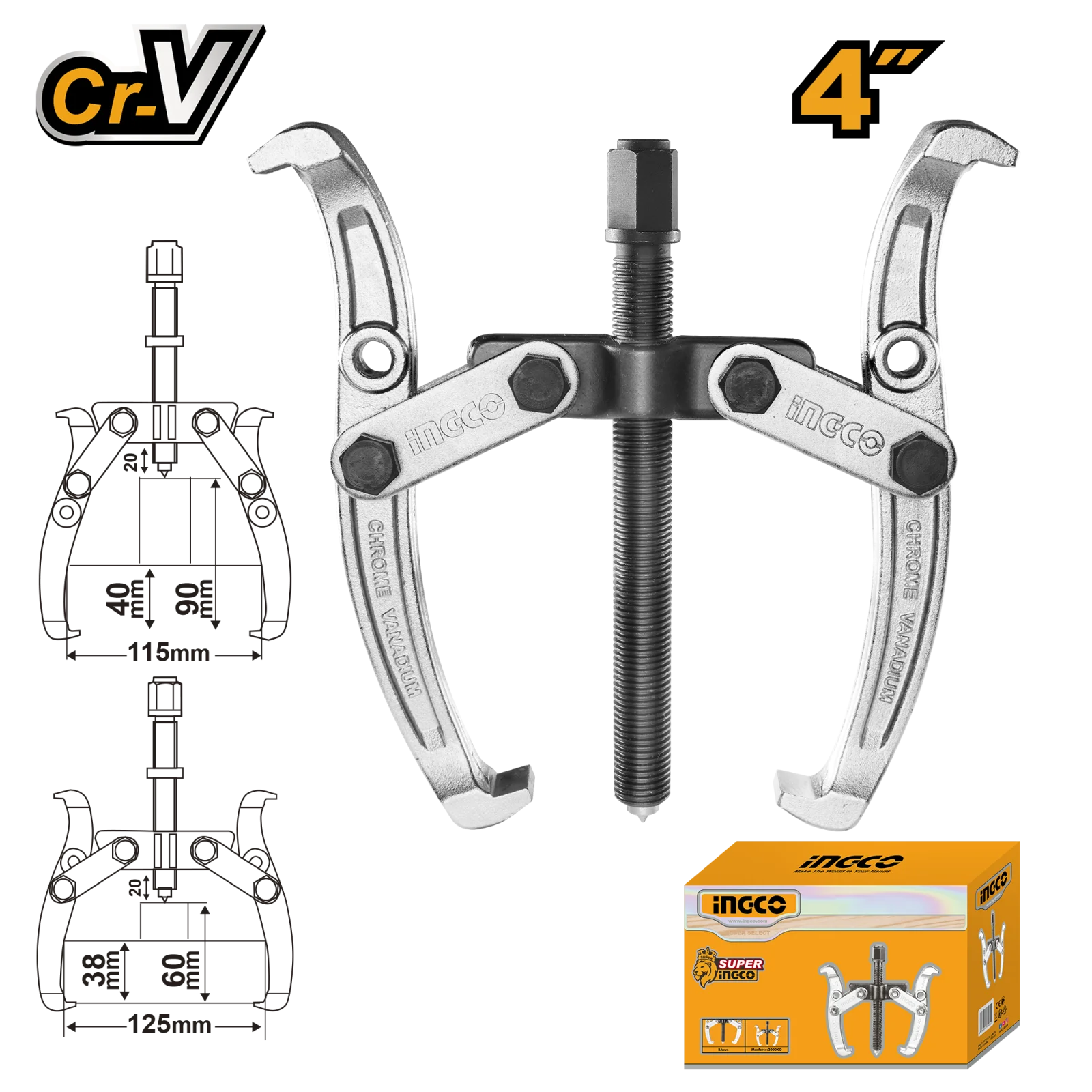 Съемник с двумя захватами INGCO HGP08024 INDUSTRIAL 4
