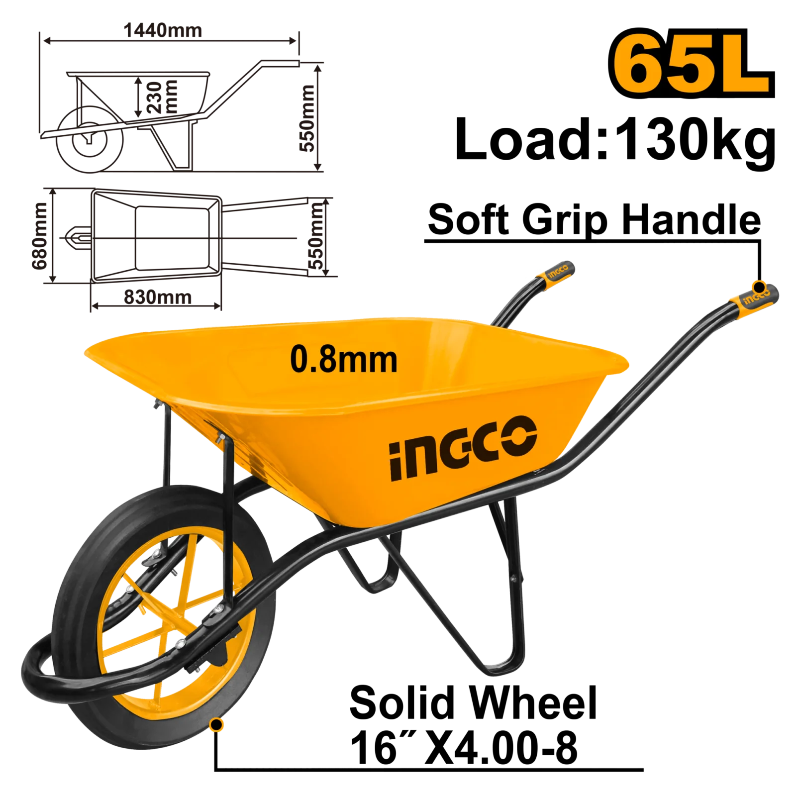 Тачка INGCO HHWB64008-1D — фото 1