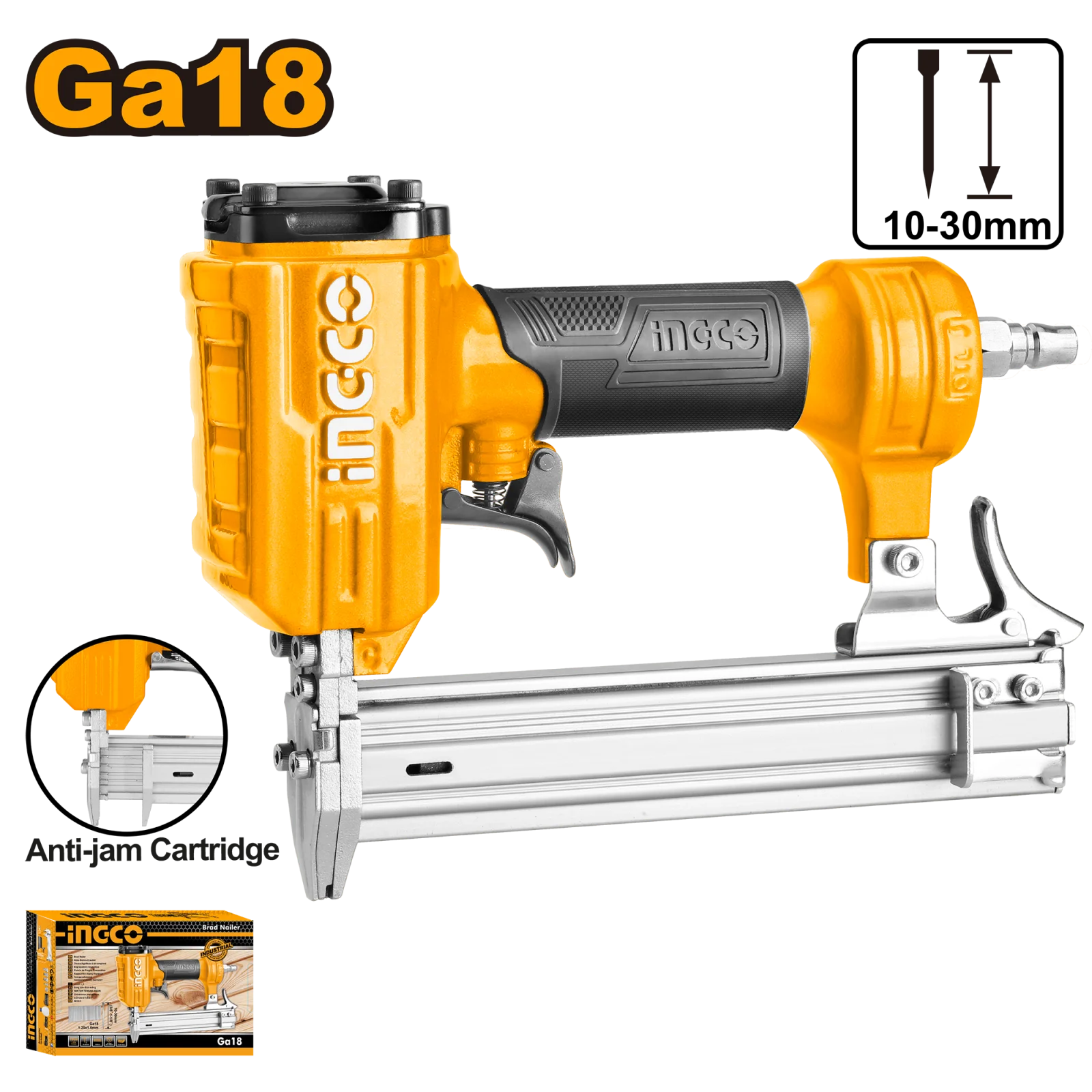 Пневматический нейлер для гвоздей INGCO ABN10301 Ga18 15-30 мм