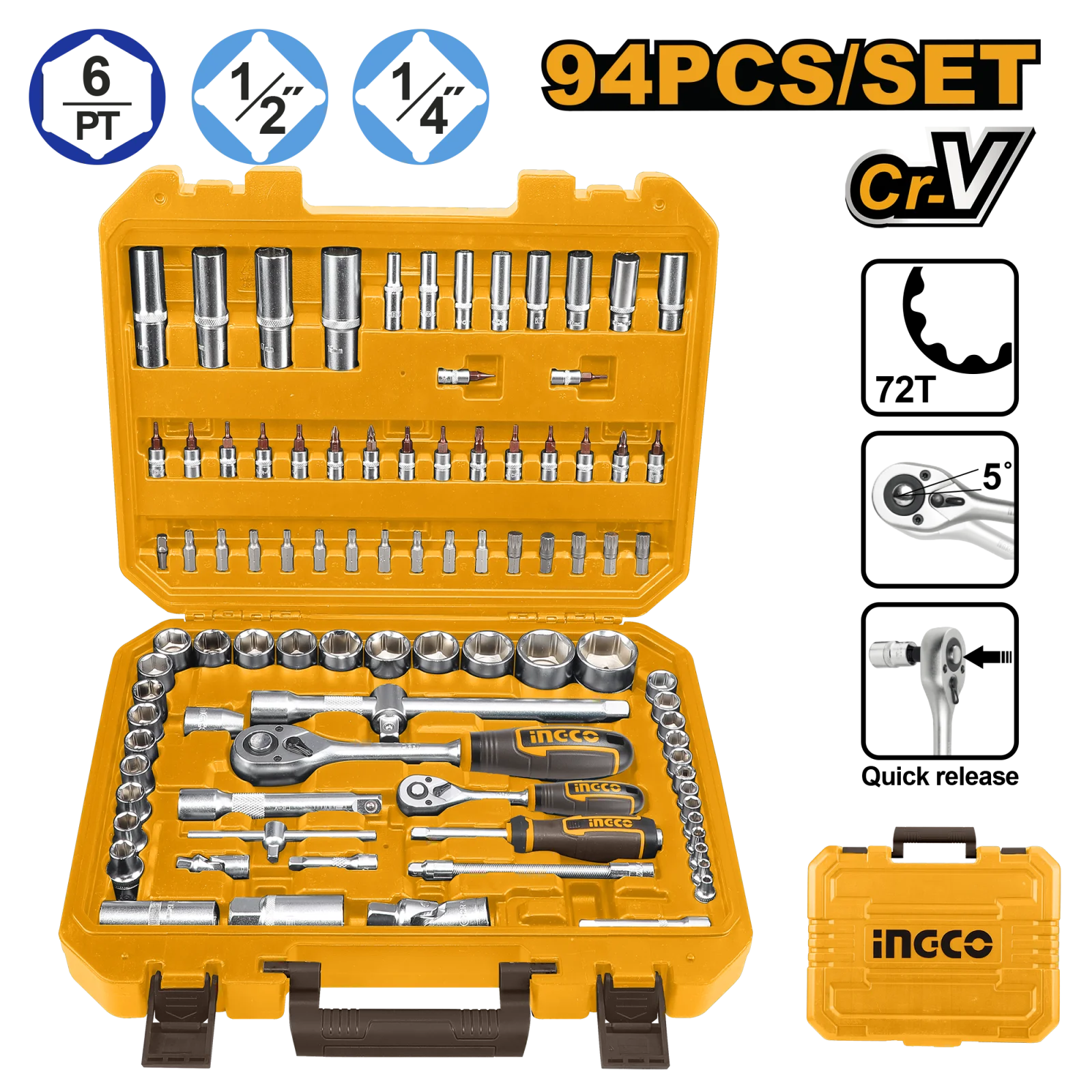 Набор торцевых головок INGCO HKTS42941 INDUSTRIAL 1/4