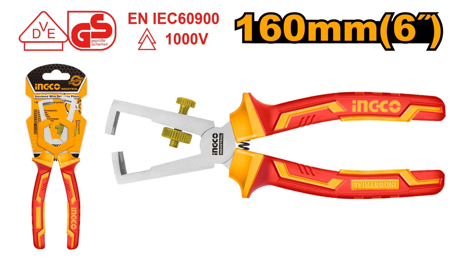 Стриппер для снятия изоляции диэлектрический INGCO HIWSP28160 INDUSTRIAL 160 мм — фото 1