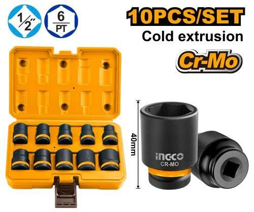 Набор торцевых ударных головок INGCO HKISSD12101 INDUSTRIAL 1/2