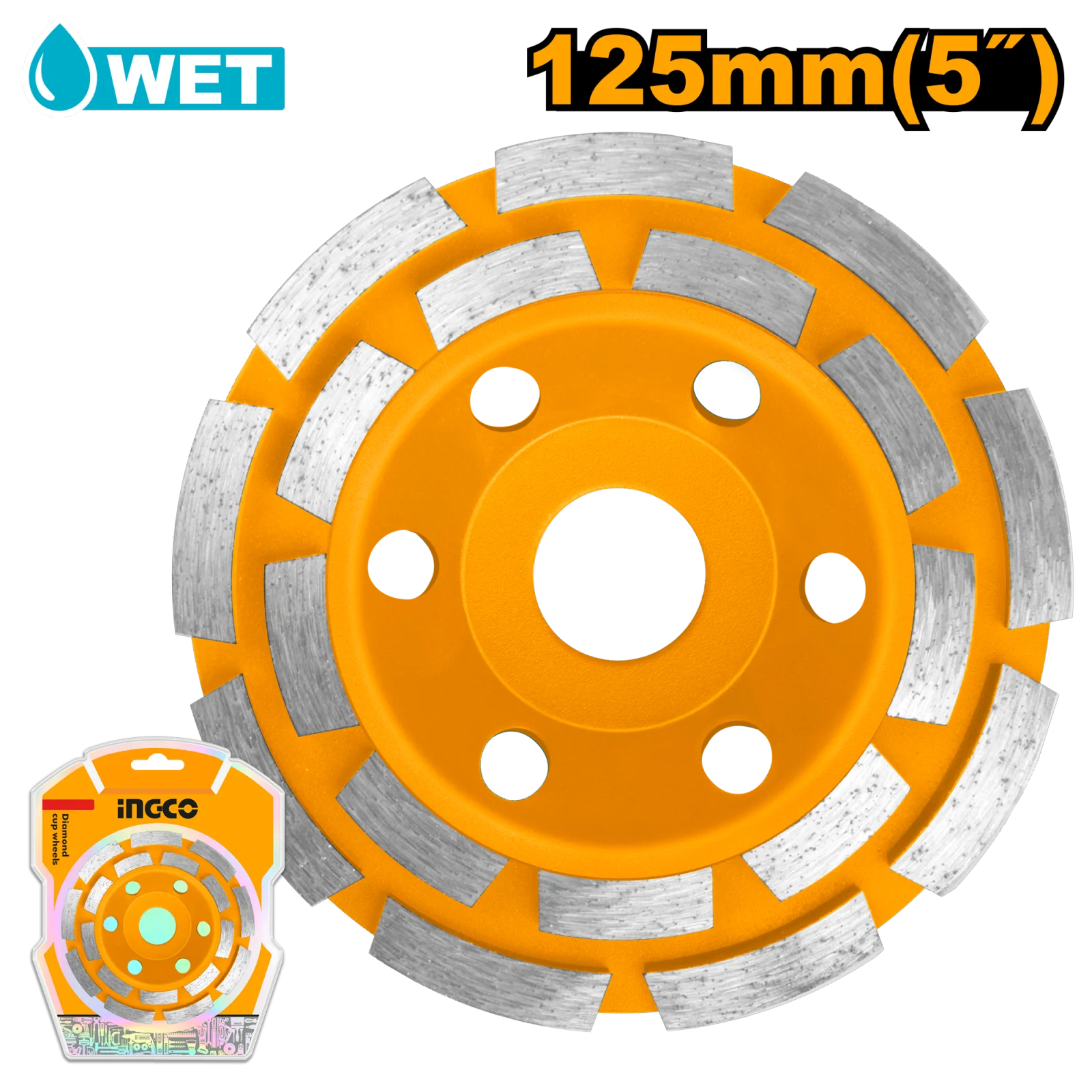 Чашка алмазная двухрядная INGCO CGW021251 125х22,2 мм — фото 1