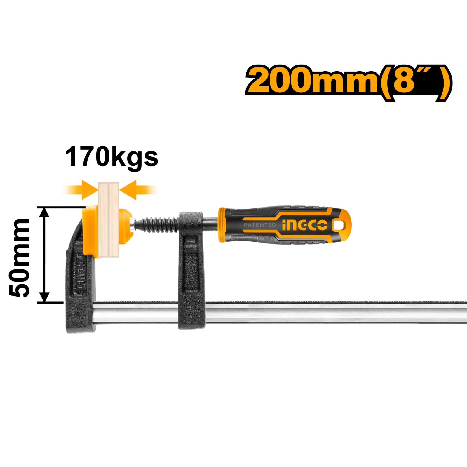 Струбцина столярная INGCO HFC020502 INDUSTRIAL 50х200 мм