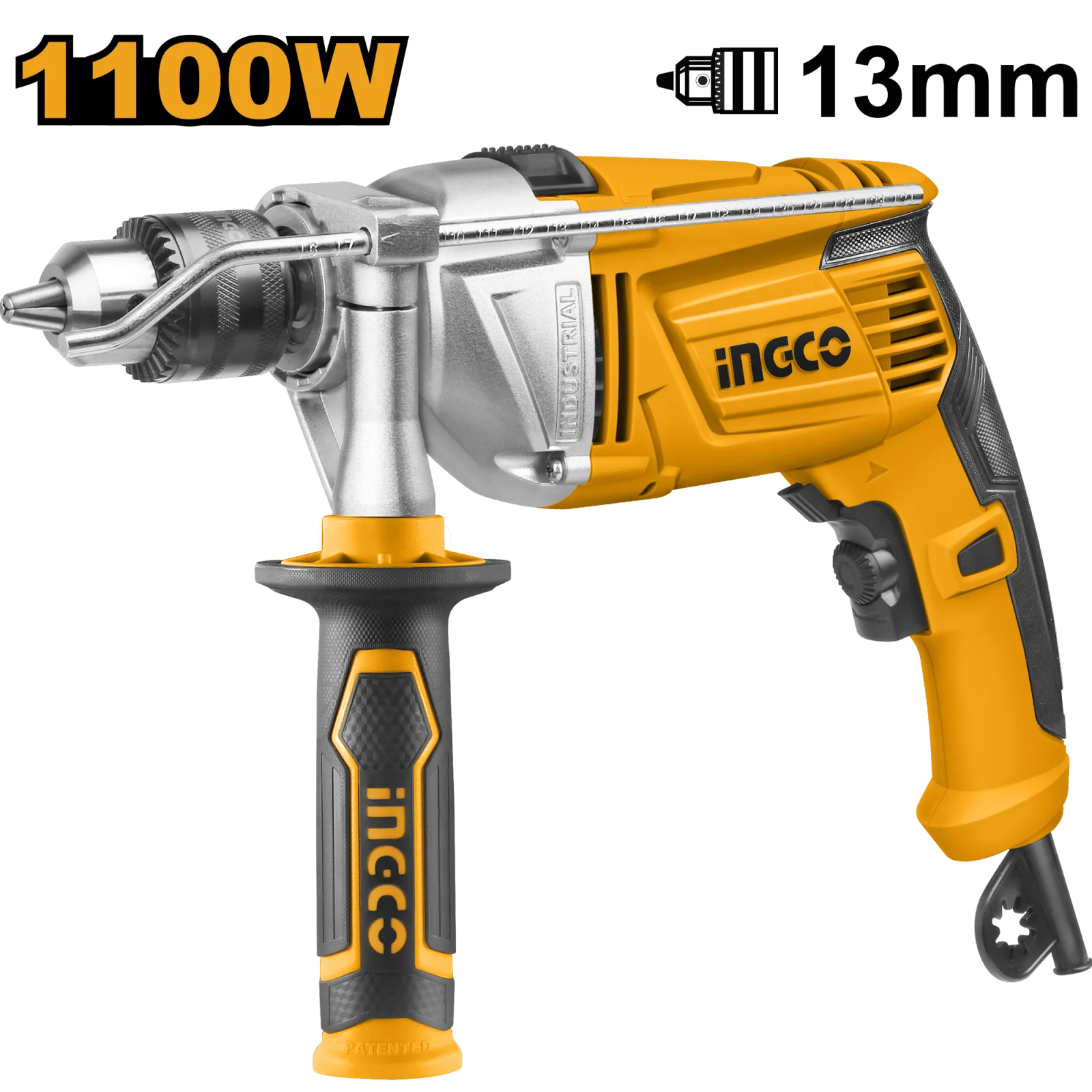 Дрель электрическая ударная INGCO ID11008 INDUSTRIAL 1100 Вт 1,5-13 мм — фото 1