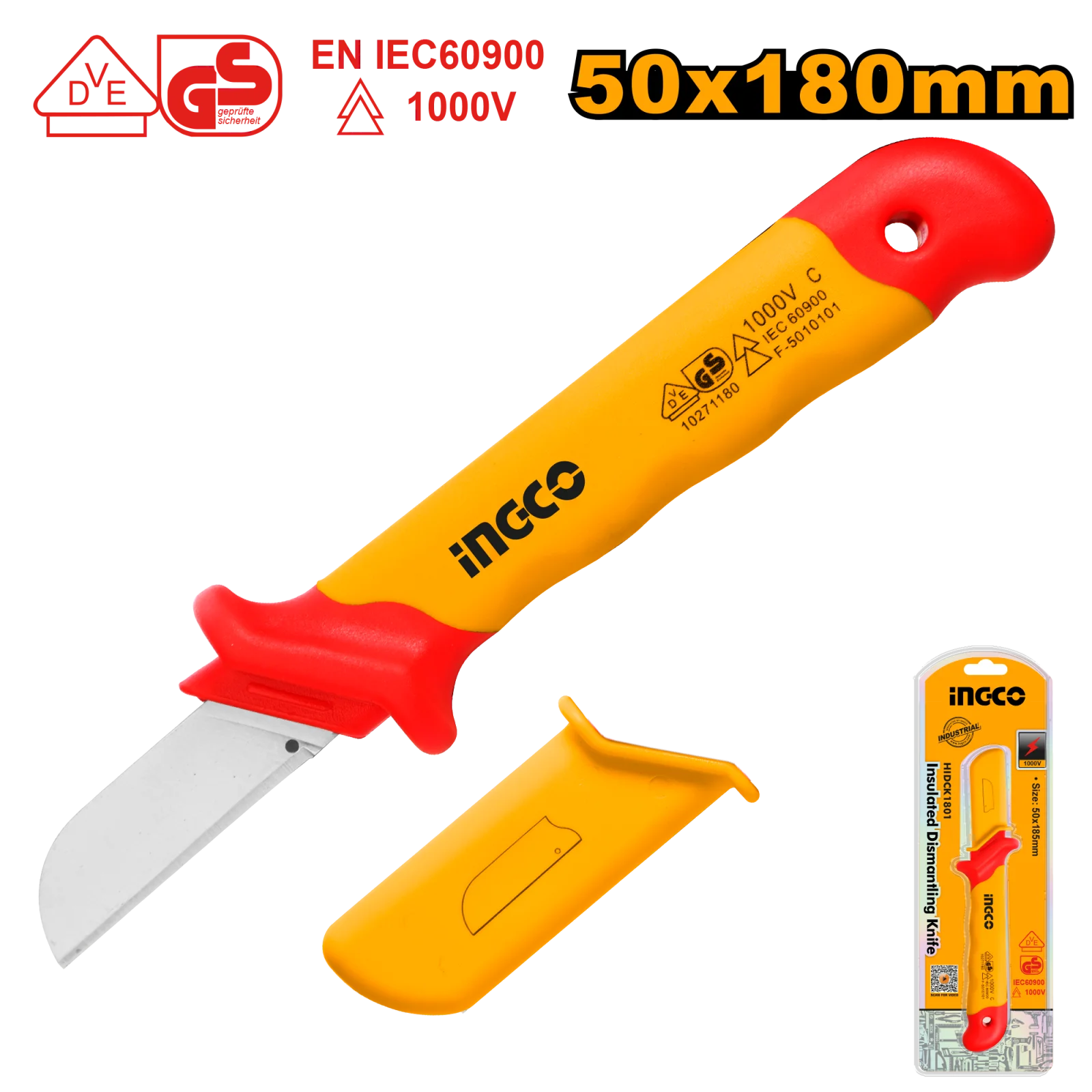 Нож диэлектрический прямой INGCO HICK1801 INDUSTRIAL