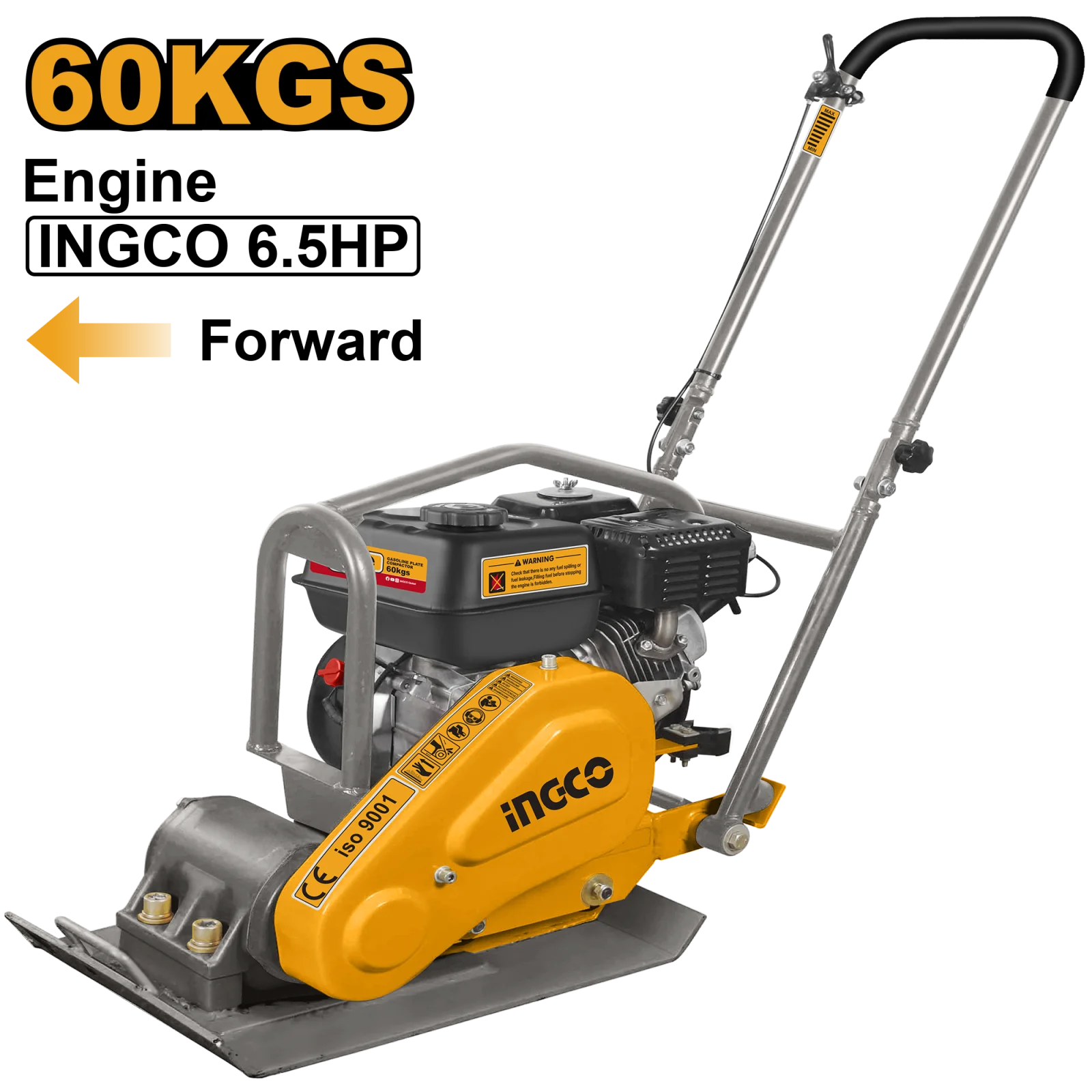 Виброплита бензиновая INGCO GCP060-2 INDUSTRIAL 60 кг 4,8 кВт (6,5 л.с.)