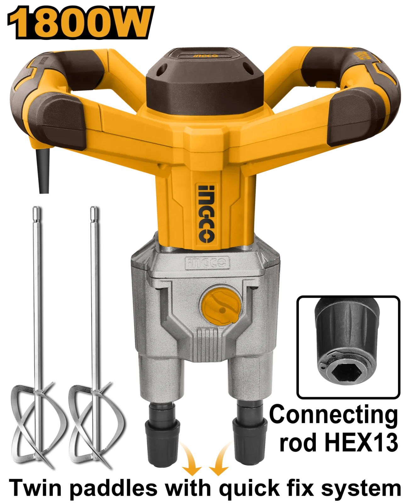 Миксер строительный INGCO MX218008 INDUSTRIAL 1800 Вт NEX13