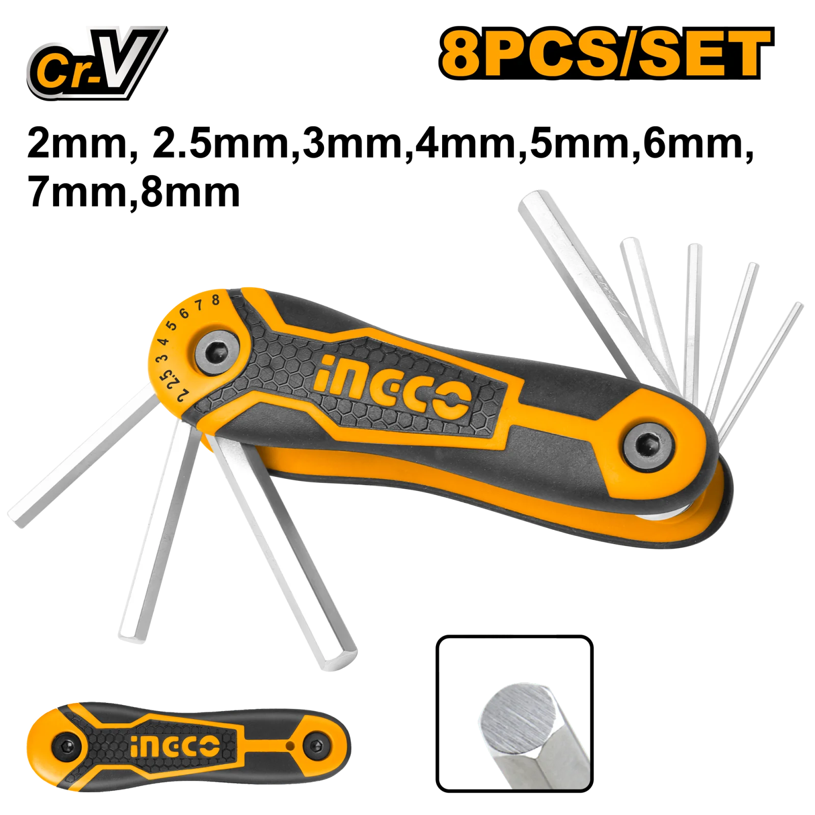 Набор шестигранников HEX INGCO HHK14081 INDUSTRIAL 2-8 мм