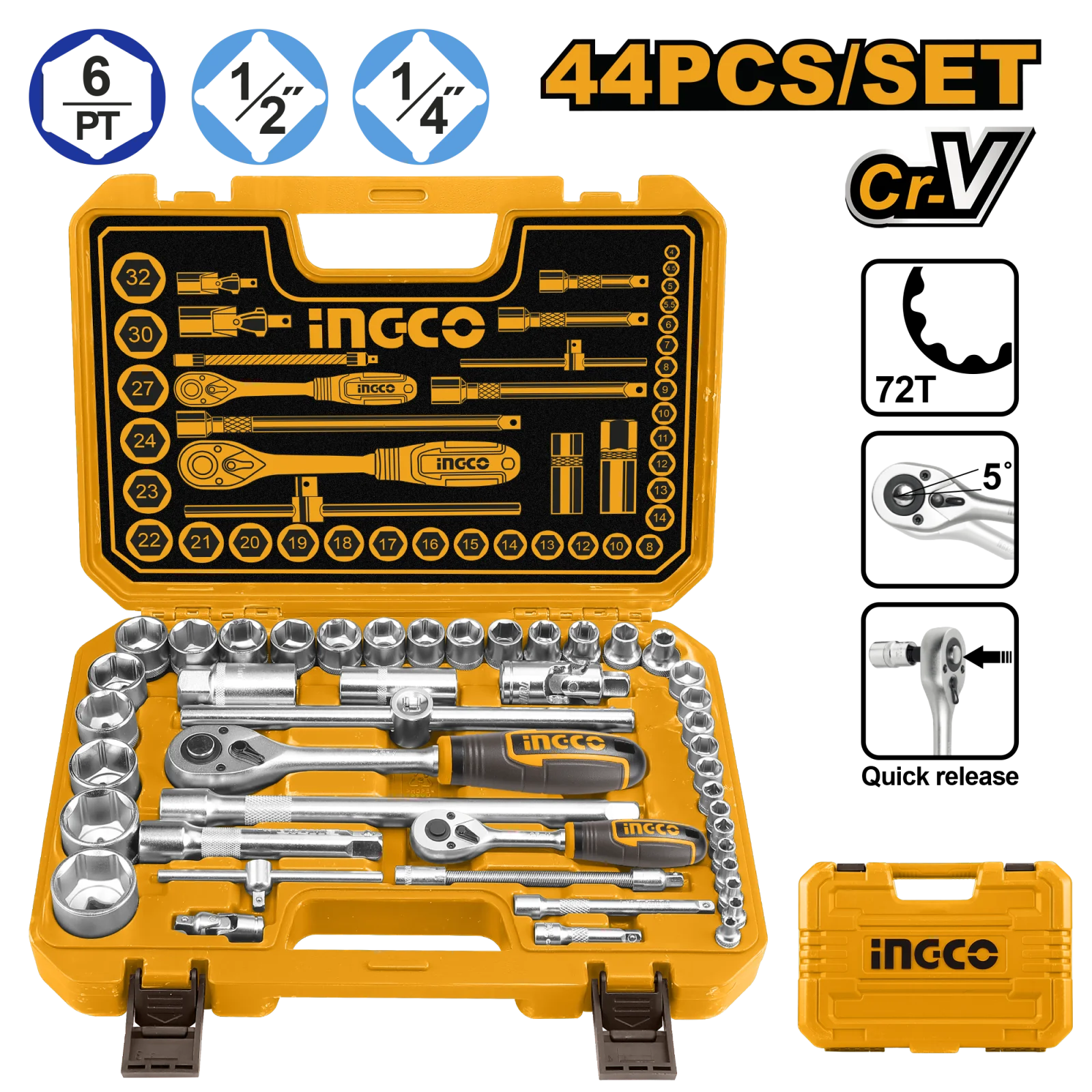 Набор торцевых головок INGCO HKTS42441 INDUSTRIAL 1/4