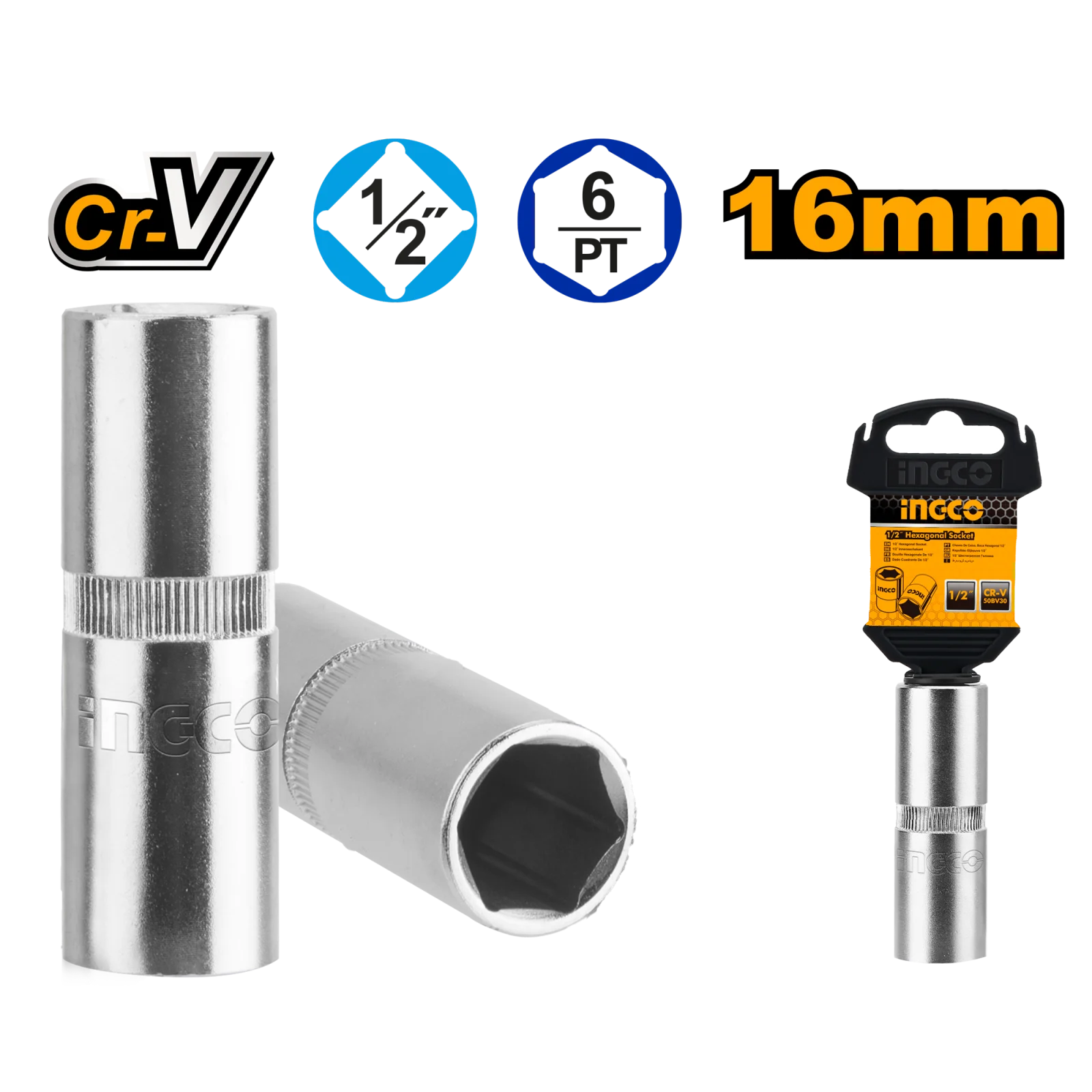 Головка для свечей зажигания INGCO HSPS12161 INDUSTRIAL  1/2