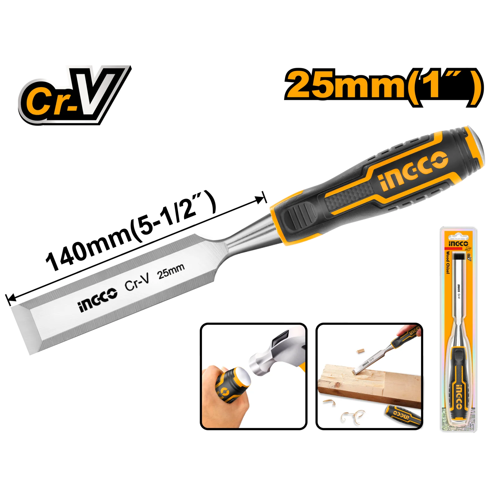 Стамеска INGCO HWC0825 INDUSTRIAL 25x140 мм