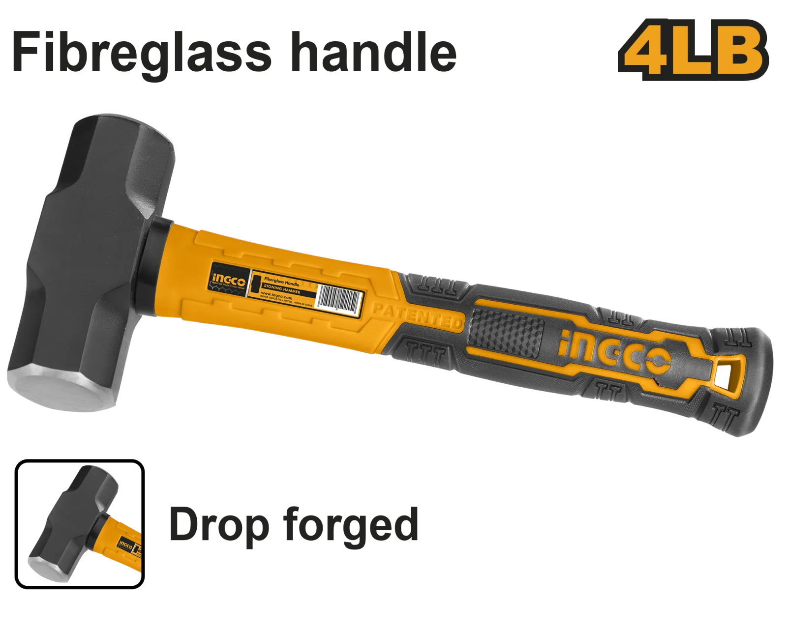 Кувалда с фиберглассовой рукояткой INGCO HSLH8804 1,8 кг — фото 1