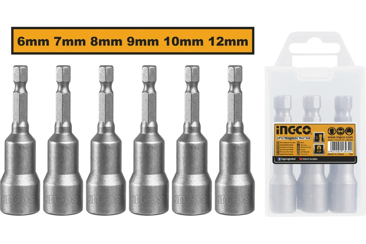 Набор магнитных торцевых головок INGCO AMN65061 INDUSTRIAL 1/4