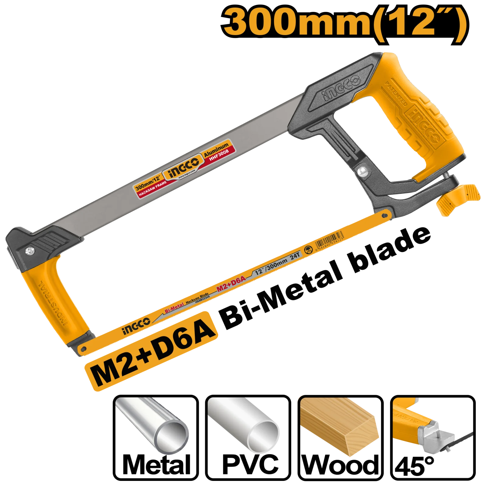 Ножовка по металлу INGCO HHF3008 INDUSTRIAL 300 мм