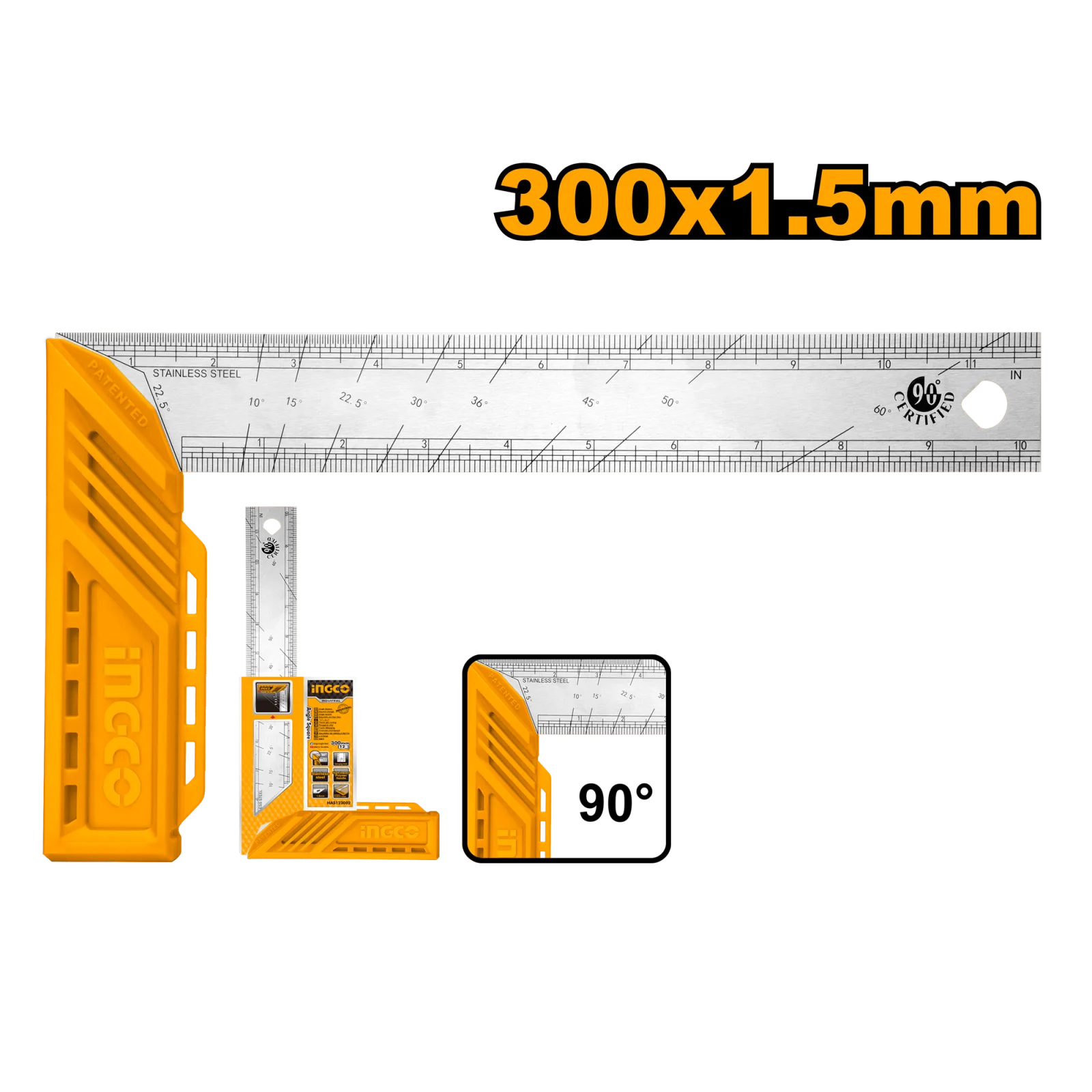 Угольник металлический INGCO HAS123002 INDUSTRIAL 300 мм