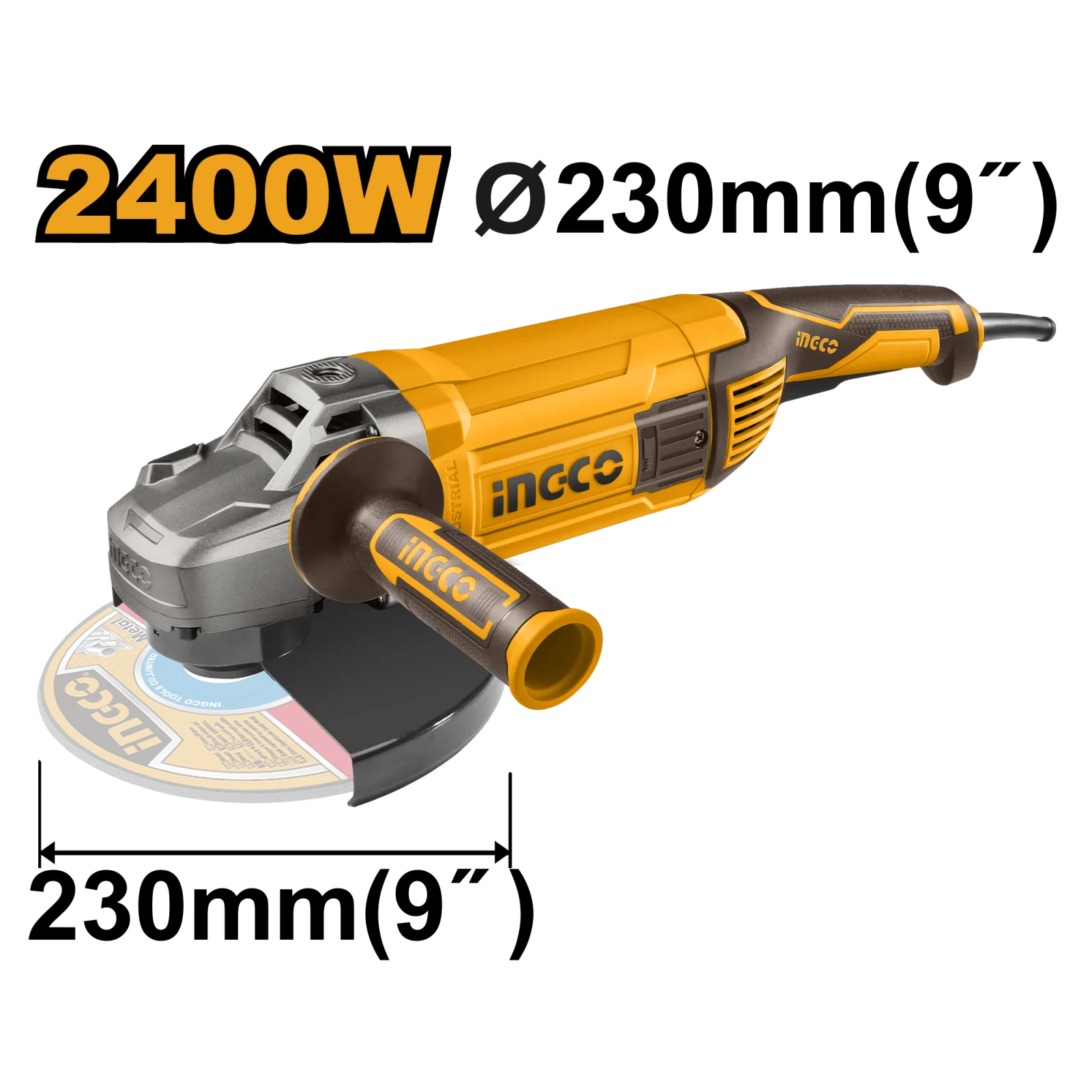 Угловая шлифовальная машина (УШМ) INGCO AG24008 INDUSTRIAL 230 мм 2,4 кВт — фото 1