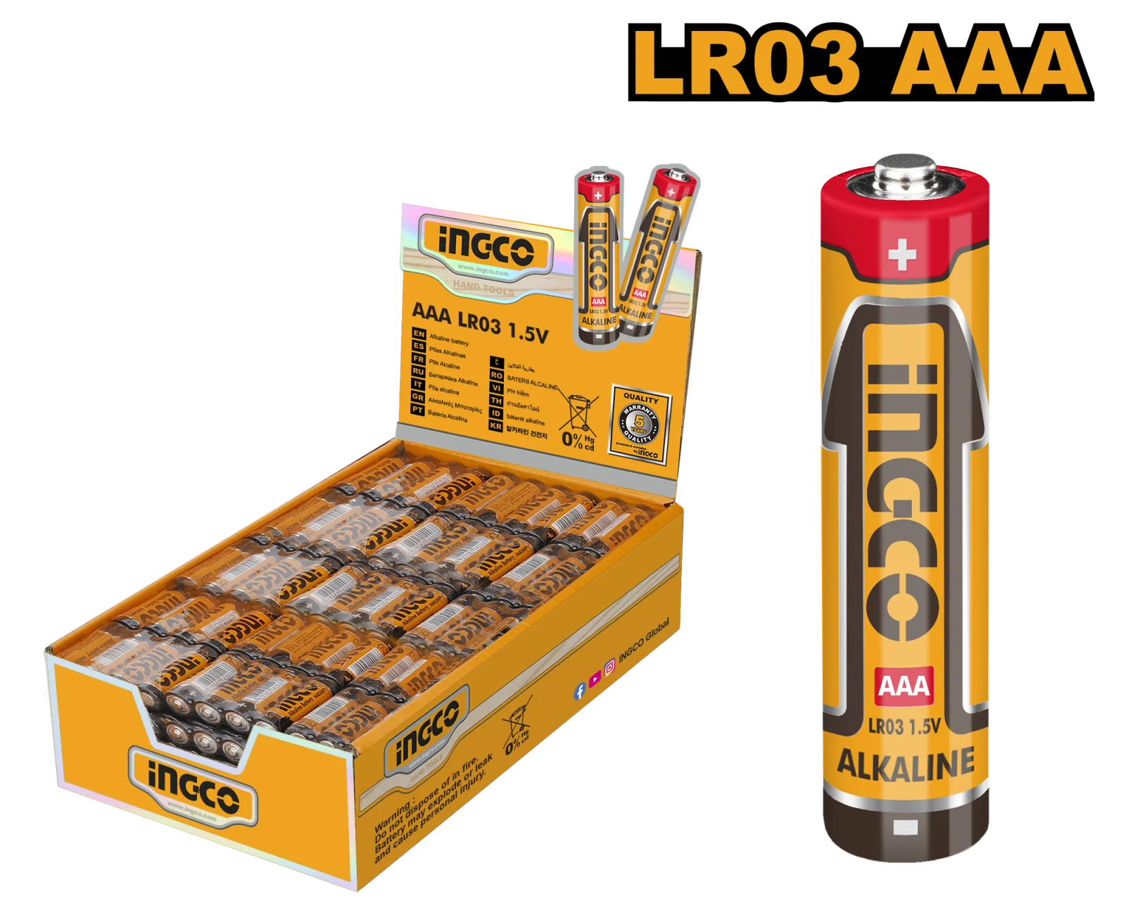 Алкалиновая батарейка INGCO HAB3A01 AAA 1300 мАч 1 шт.