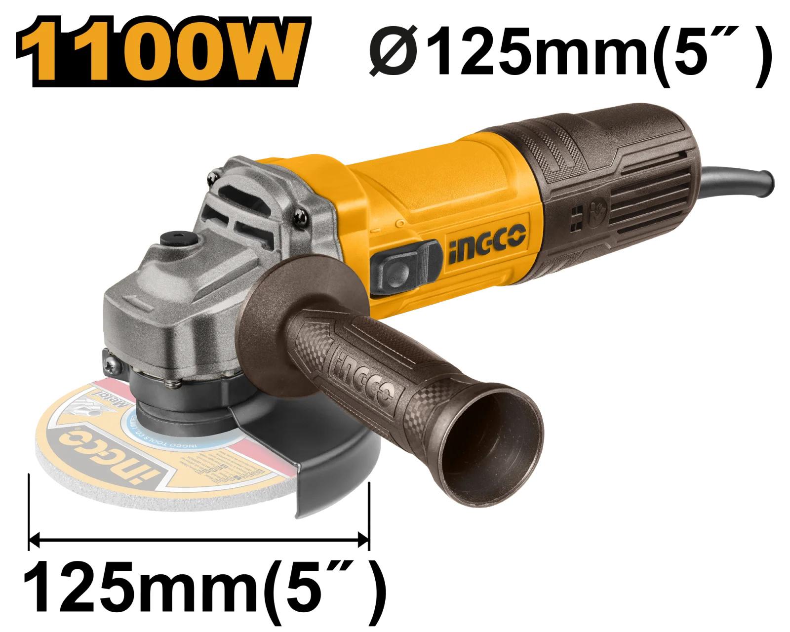 Угловая шлифовальная машина (УШМ) INGCO AG110028 INDUSTRIAL 125 мм 1,1 кВт — фото 1