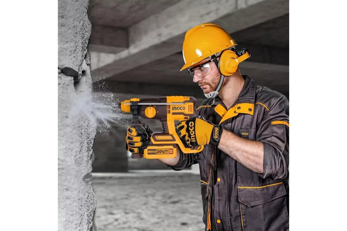 Аккумуляторный бесщеточный перфоратор SDS-Plus INGCO CRHLI20208 INDUSTRIAL 20 В 2 Дж — фото 6